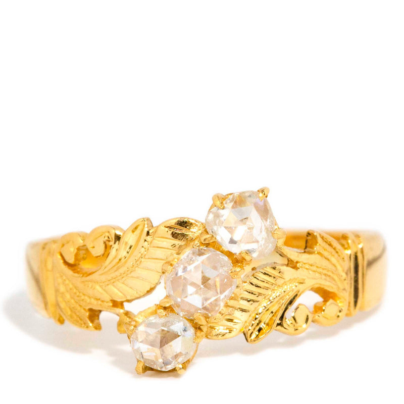 Vintage 1960s 0.50 Carat Rose Cut Diamond Leaf Ring 20 Carat Gold –  Imperial Jewellery